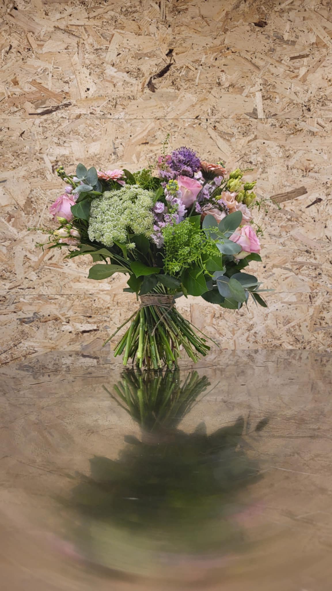 boeket lila, roze en wit