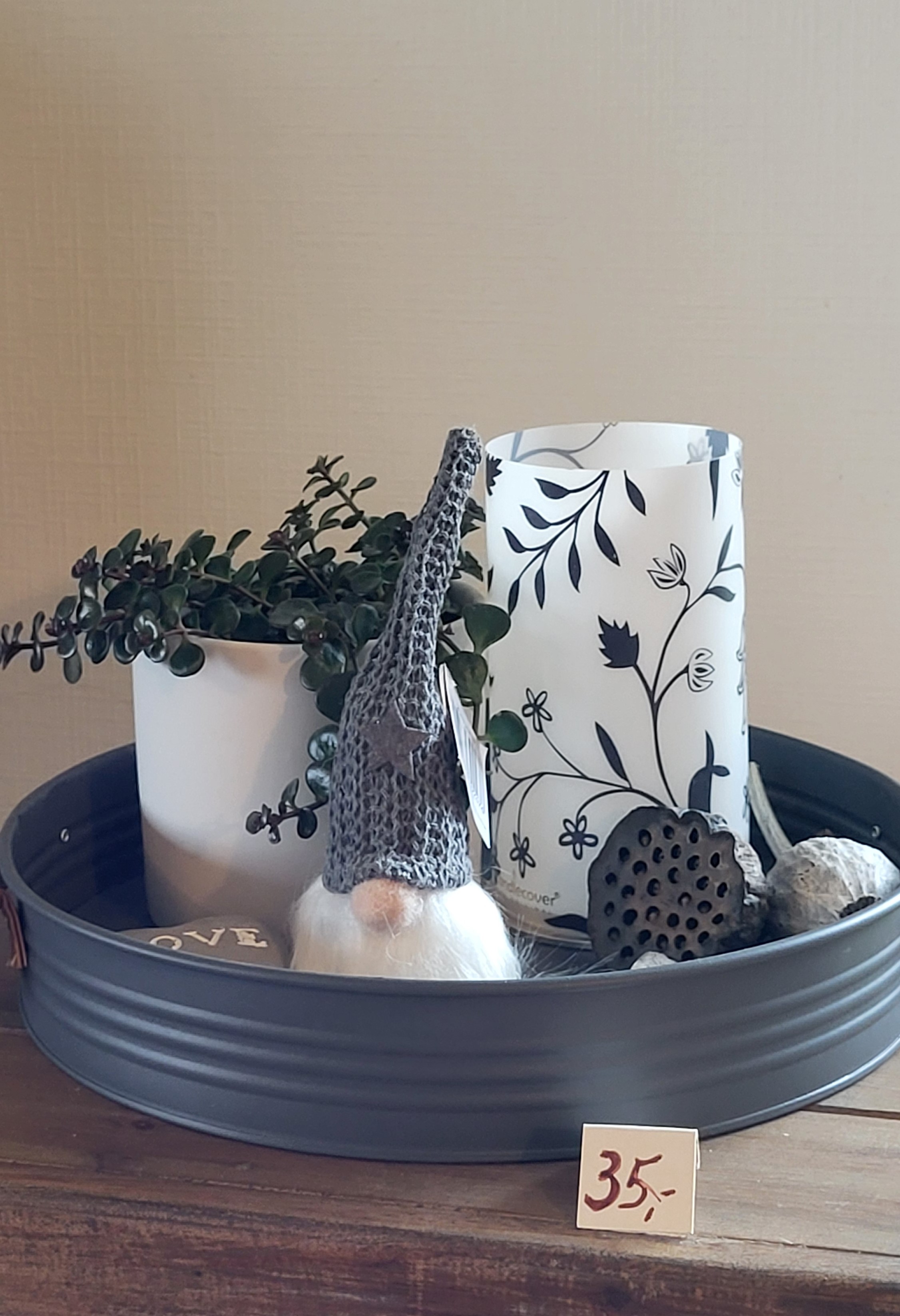 deco schotel groot zwart, wit en grijs