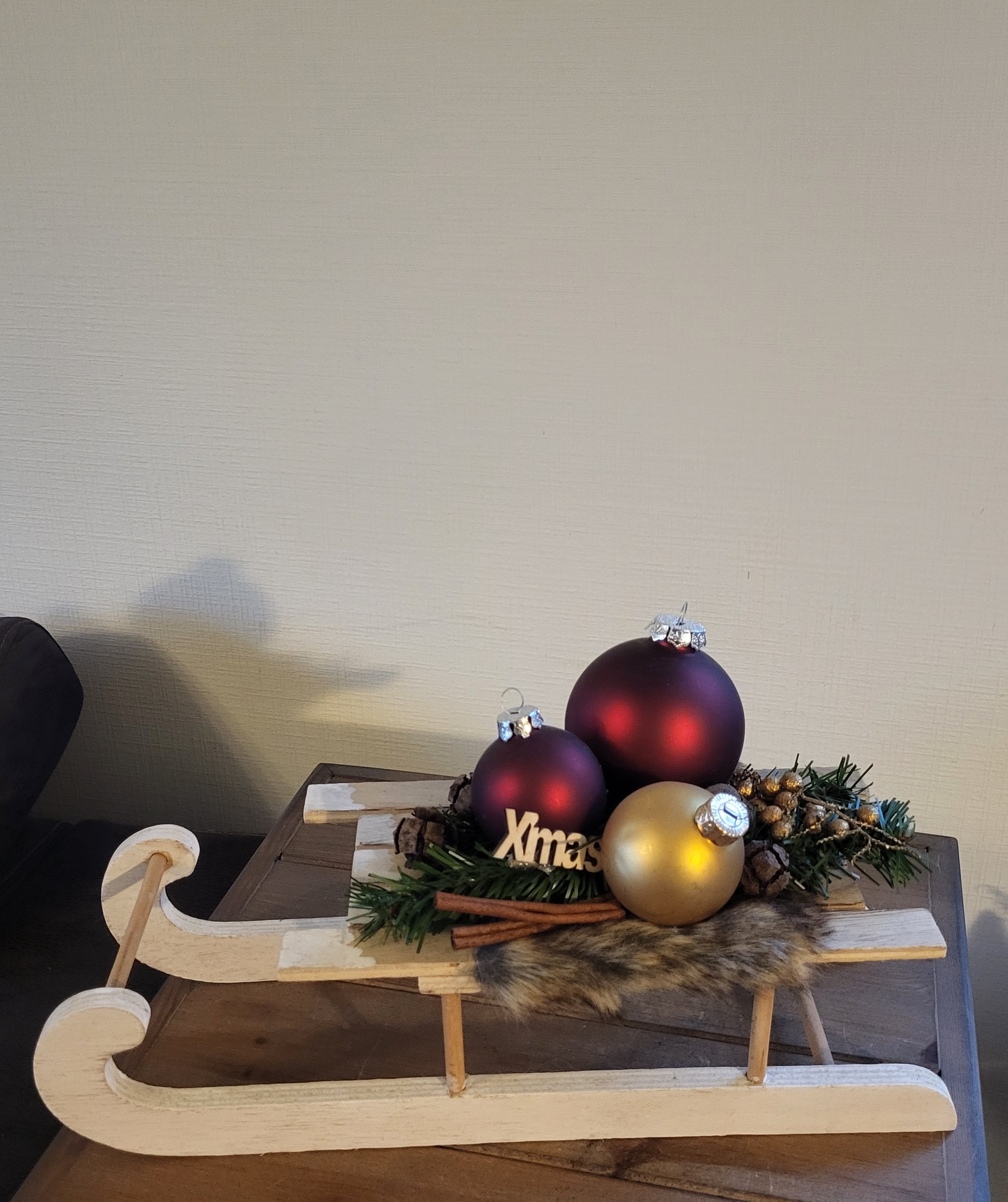 slee met kerst deco blijvende materialen