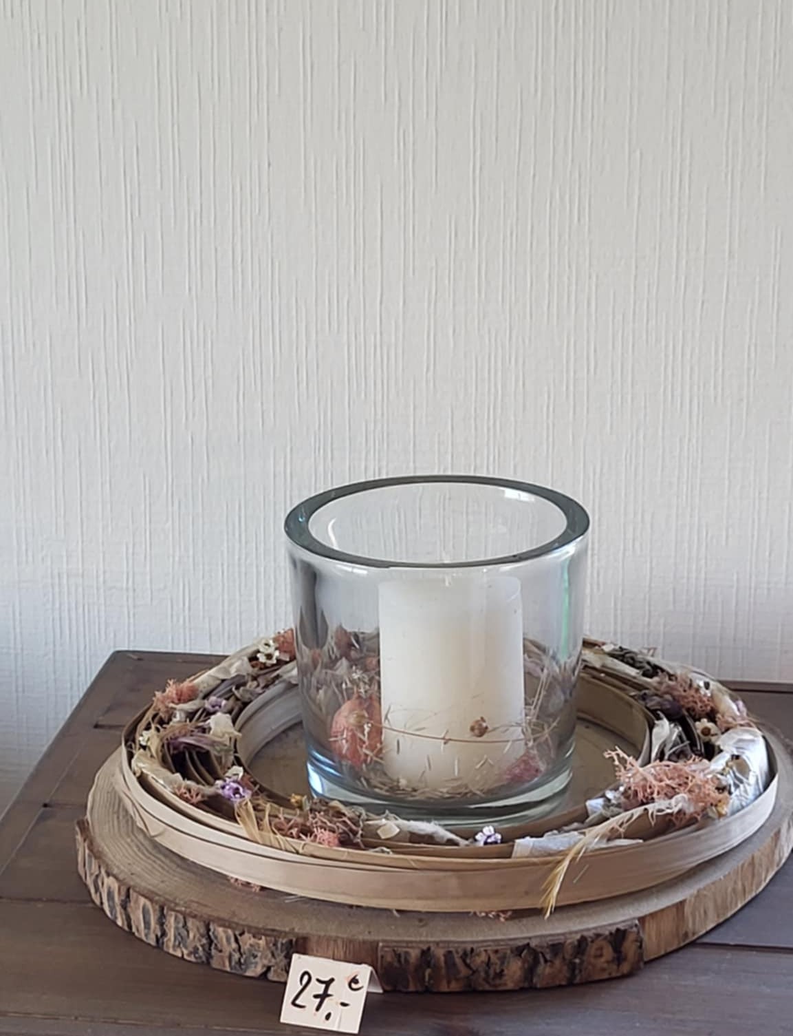 decoratie handgemaakt zalm, wit en blank hout