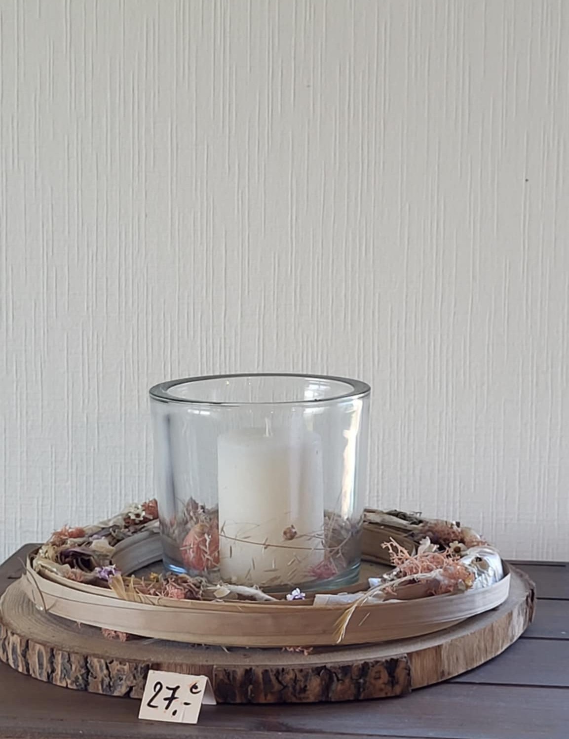 decoratie handgemaakt zalm, wit en blank hout